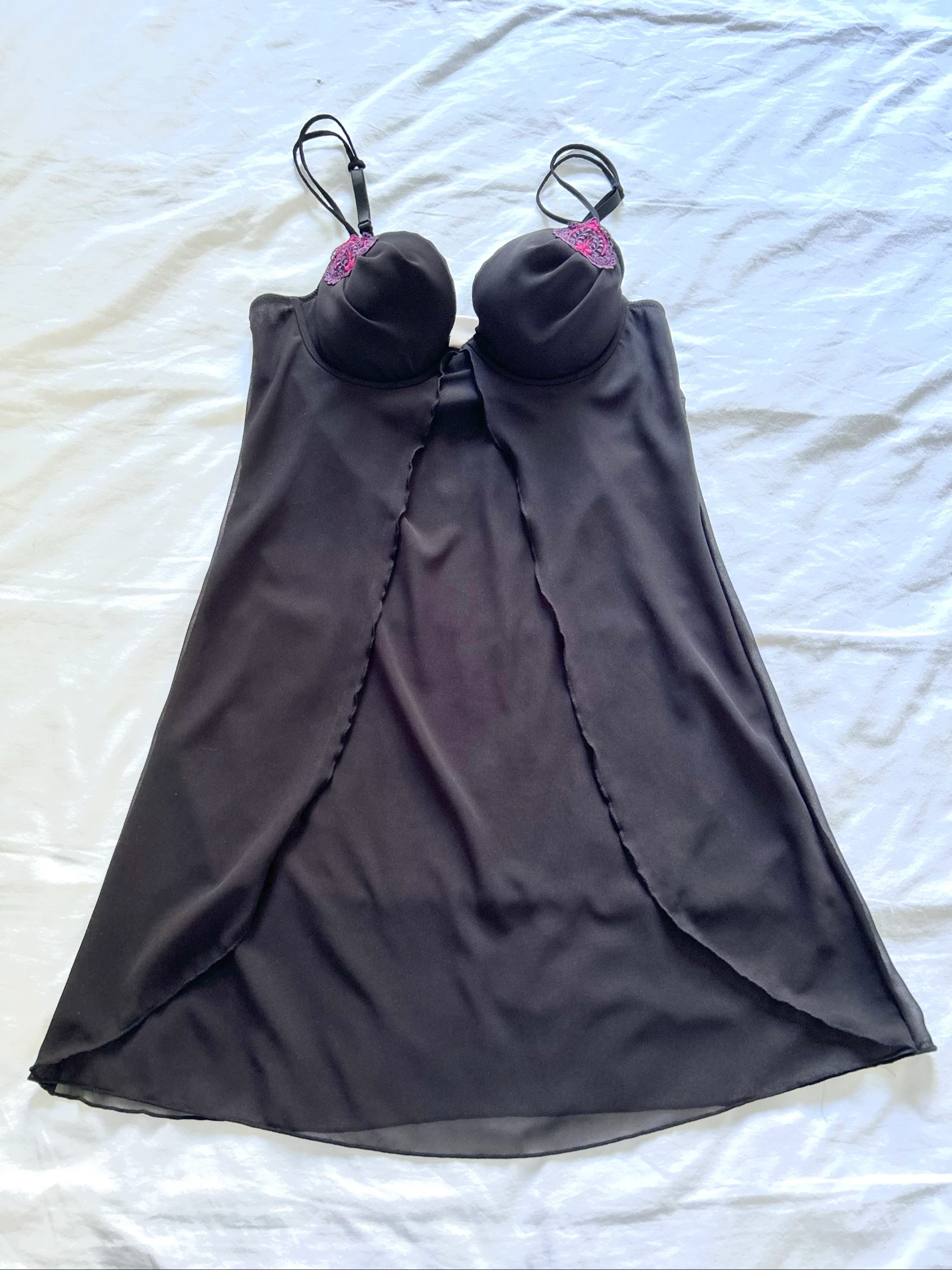 Zwarte babydoll met harde cup en voorsluiting polyester Maat M 38 Cannelle – photo 5
